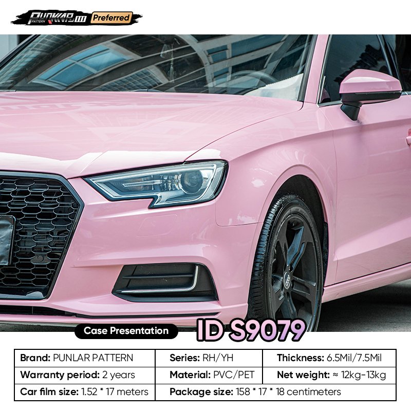 Customizable OEM Pink PET Vinyl Film High-Gloss PVC Film 1.52 Cm Wide Waterproof Color-Changing Film