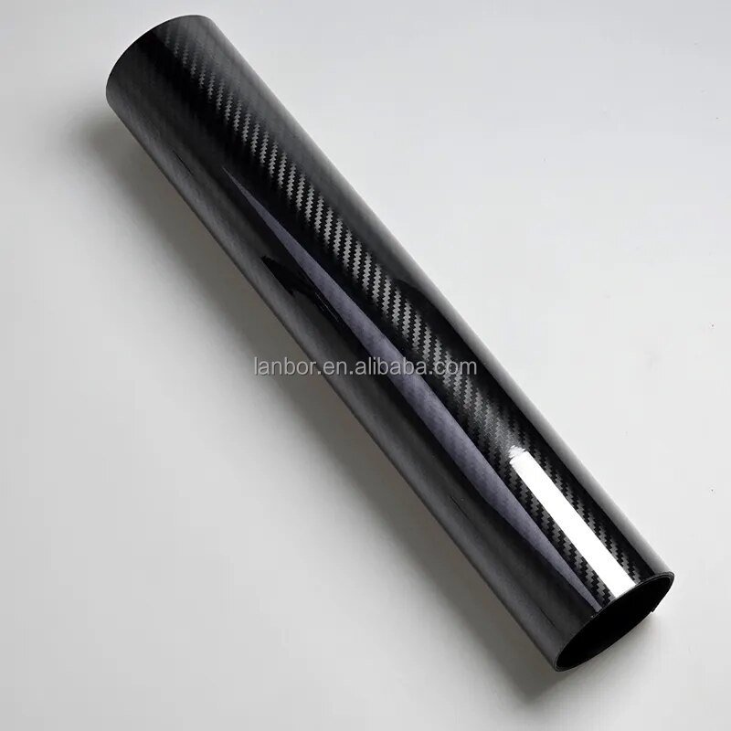 Decorative films factory directly sell PET glossy 7d 8d 9d black carbon fiber wrapping with air bubble free car vinyl sticker