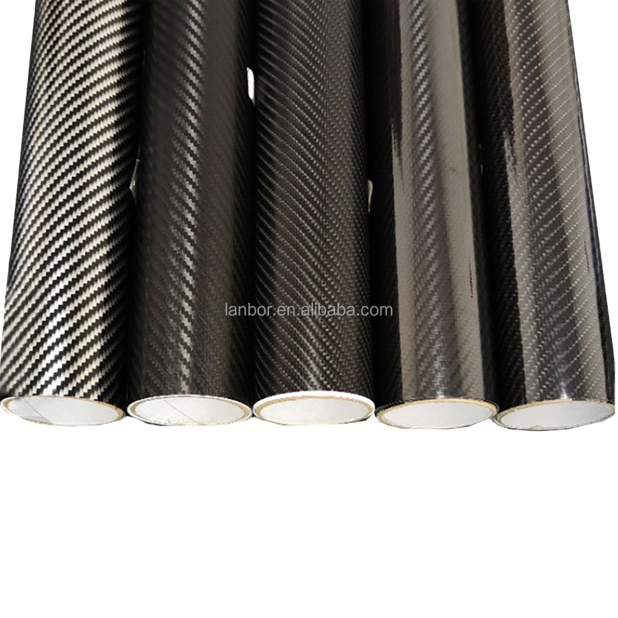 Decorative films factory directly sell PET glossy 7d 8d 9d black carbon fiber wrapping with air bubble free car vinyl sticker