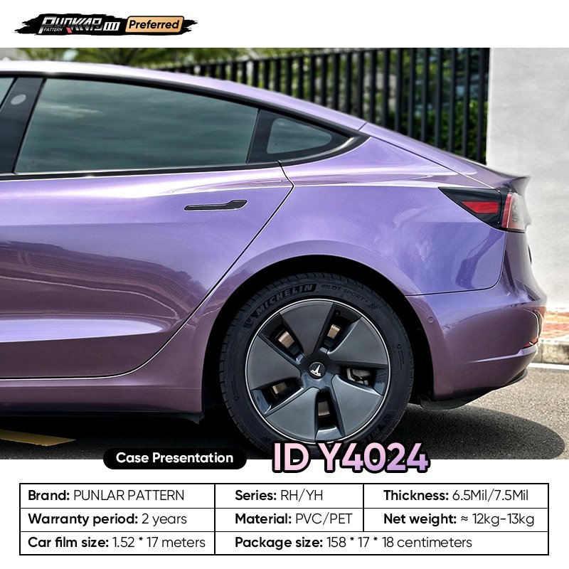 Fluid metal luster Purple Car Wrap Vinyl PET High-Gloss PVC Film 1.52CM Width Car Stickers Waterproof Color-Changing Film
