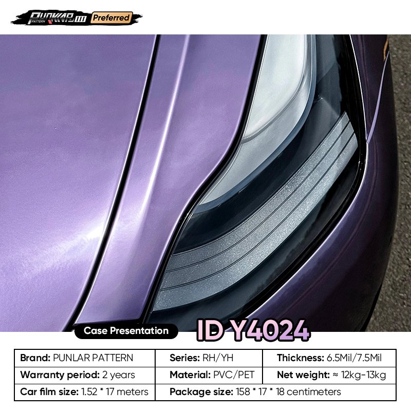 Fluid metal luster Purple Car Wrap Vinyl PET High-Gloss PVC Film 1.52CM Width Car Stickers Waterproof Color-Changing Film