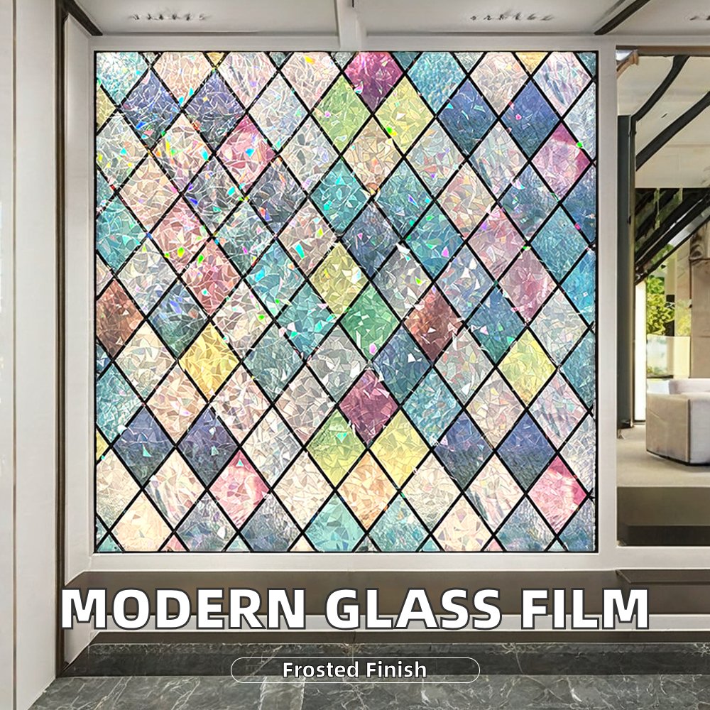 Colorful Modern Embossed PVC Glass Film 70cm Width Stylish and Elegant Decorative Roll for Hotel Spaces