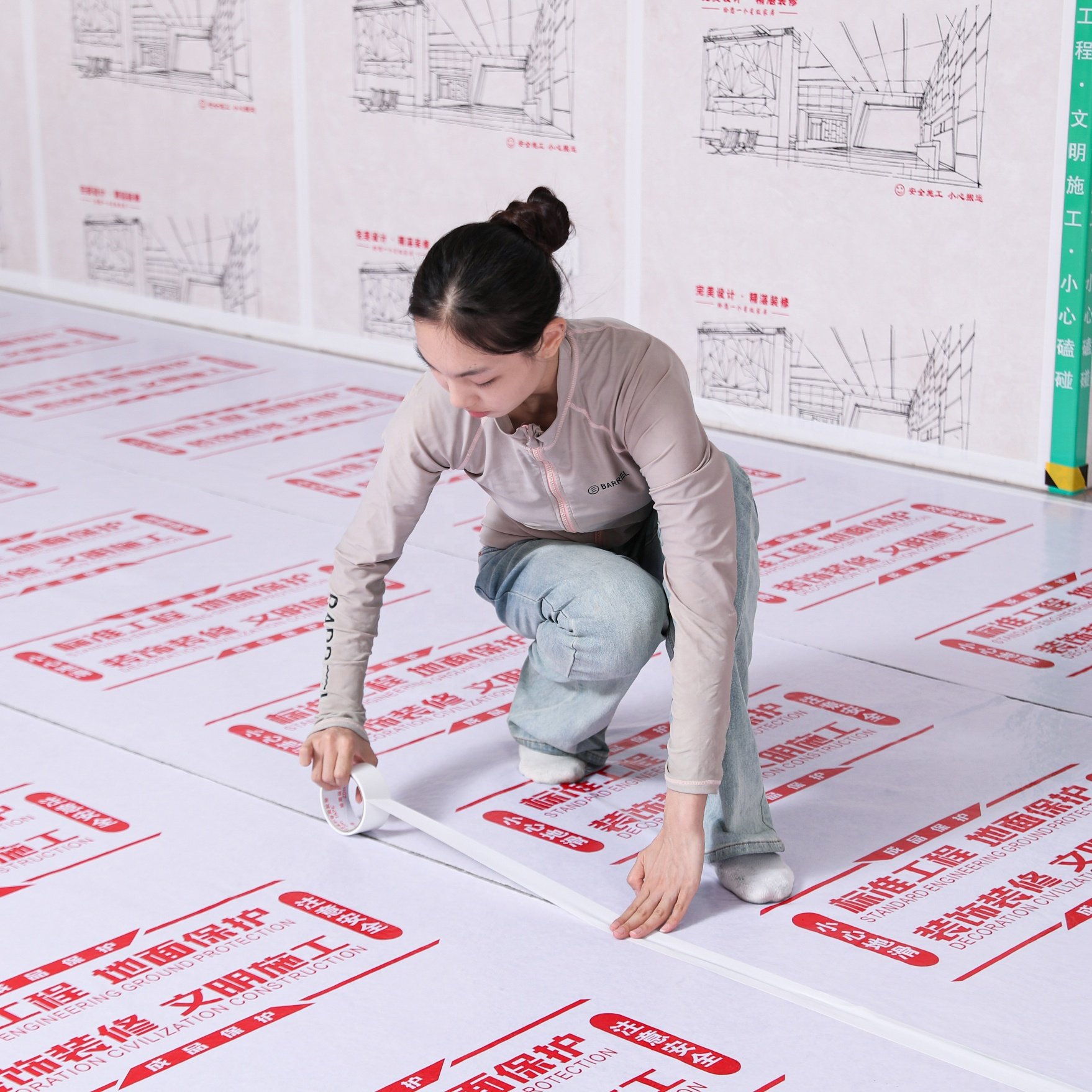 customization logo Temporary Floor Protection Thickened Protection Film for Construction