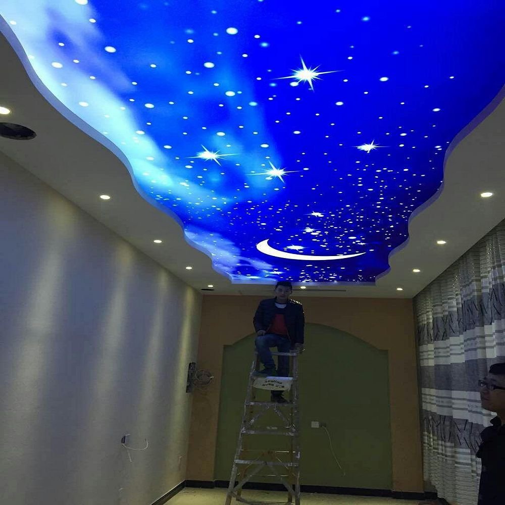 Factory-Direct PVC Films Embossed Matt Finish Night Sky Stars Decorative Stretch Ceiling Free Sample for Apartment Application