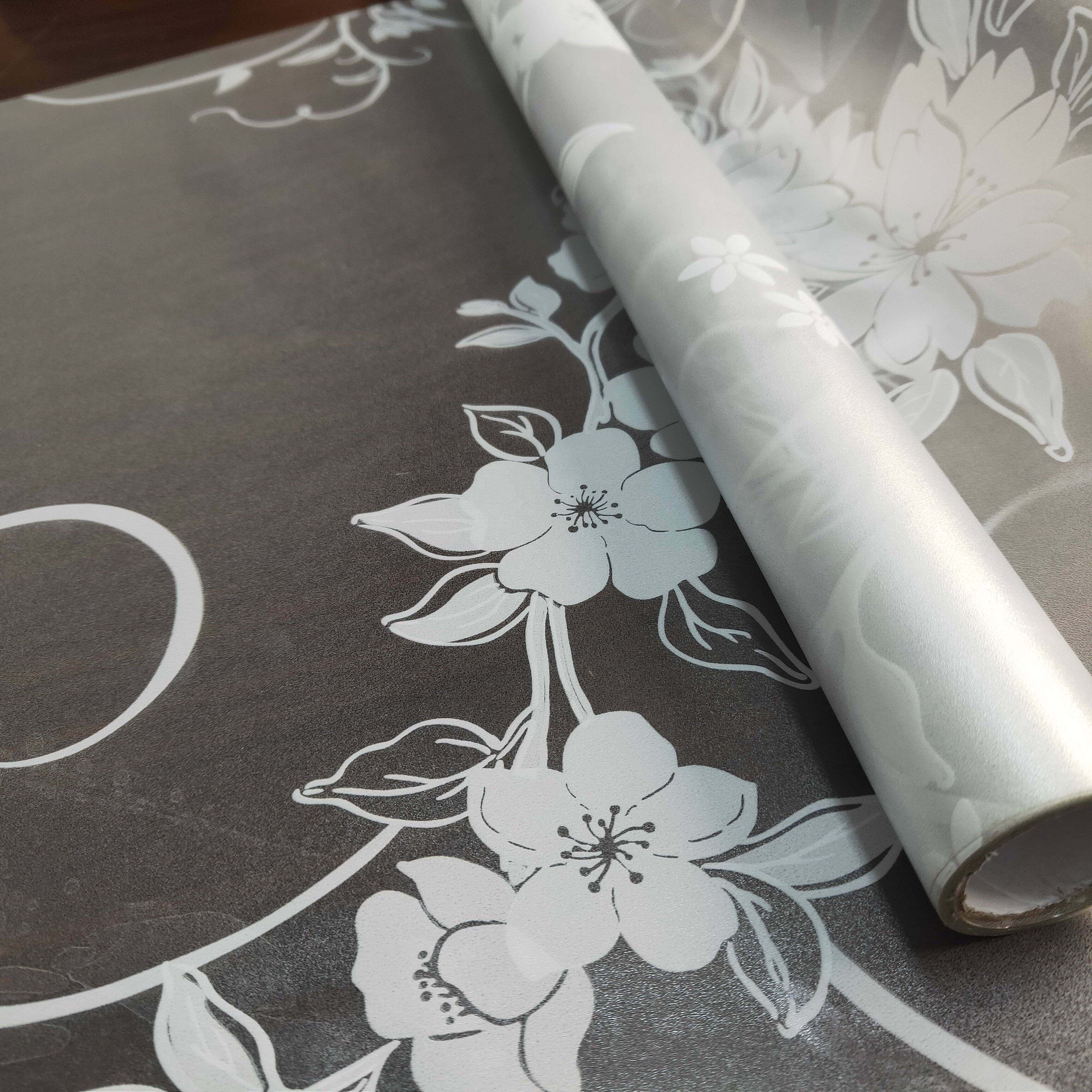 PVC frosted opaque decorative adhesive window film sticker with flower pattern glass film for home decoration