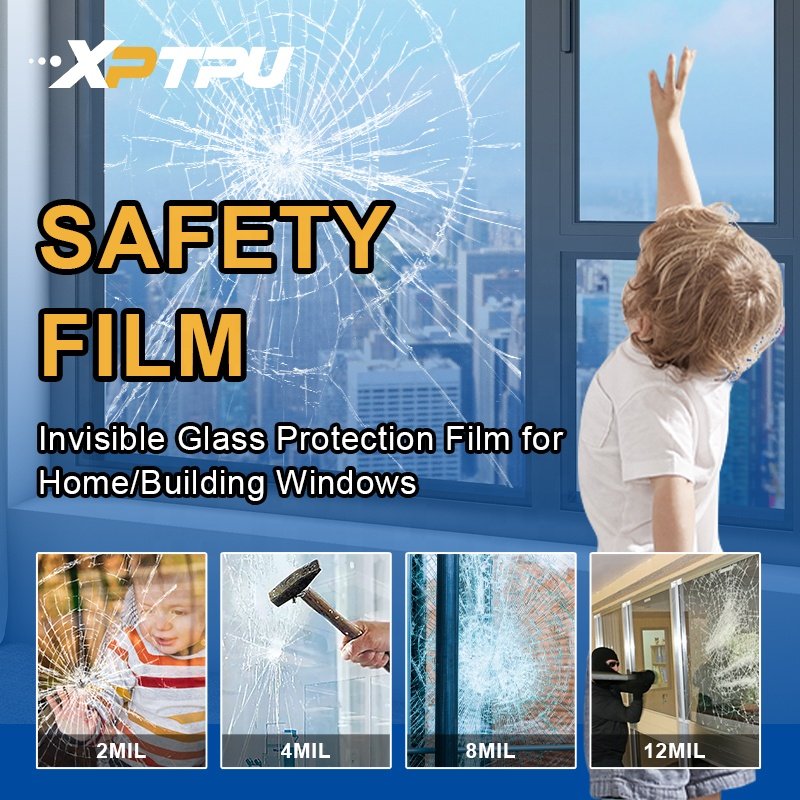 Safety Protection 8mil 12mil 24mil Transparent Car Tint Film Security Series Window Film