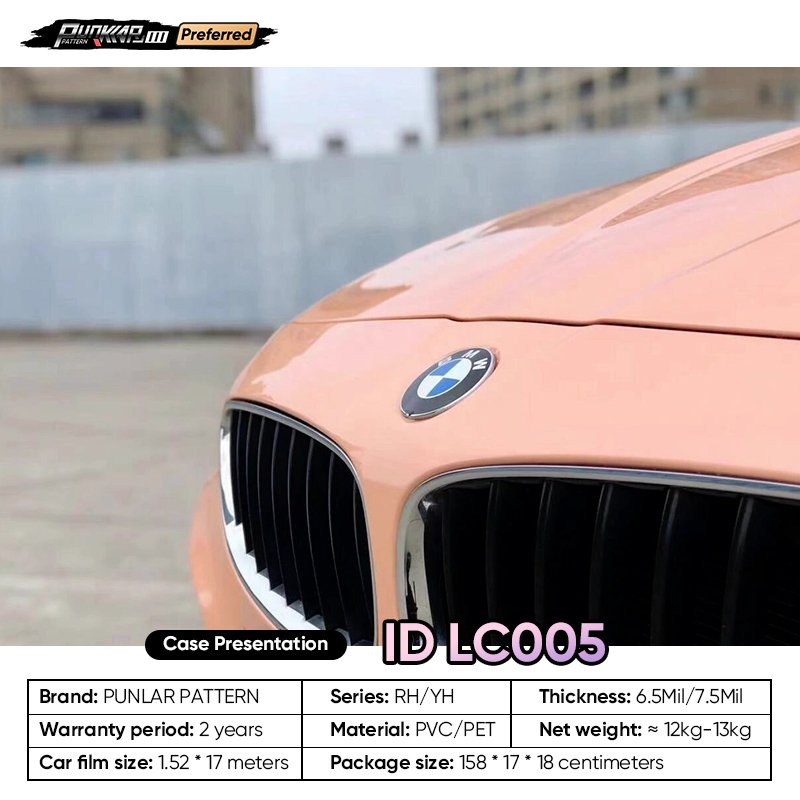 Customizable OEM Coral Pink Car Wrap Vinyl PET High-Gloss PVC Film 1.52Cm Wide Car Stickers Waterproof Color-Changing Film