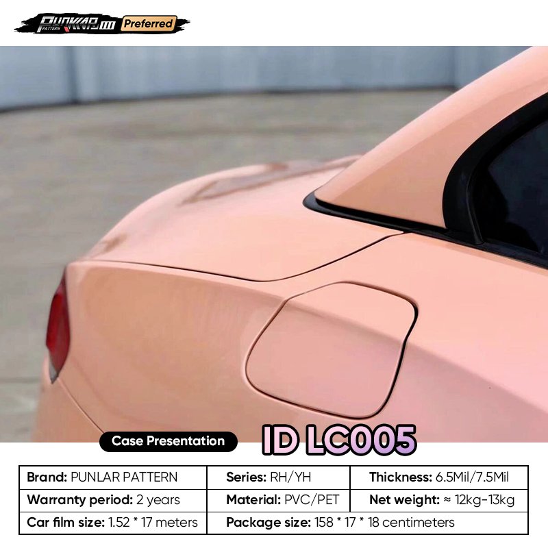 Customizable OEM Coral Pink Car Wrap Vinyl PET High-Gloss PVC Film 1.52Cm Wide Car Stickers Waterproof Color-Changing Film