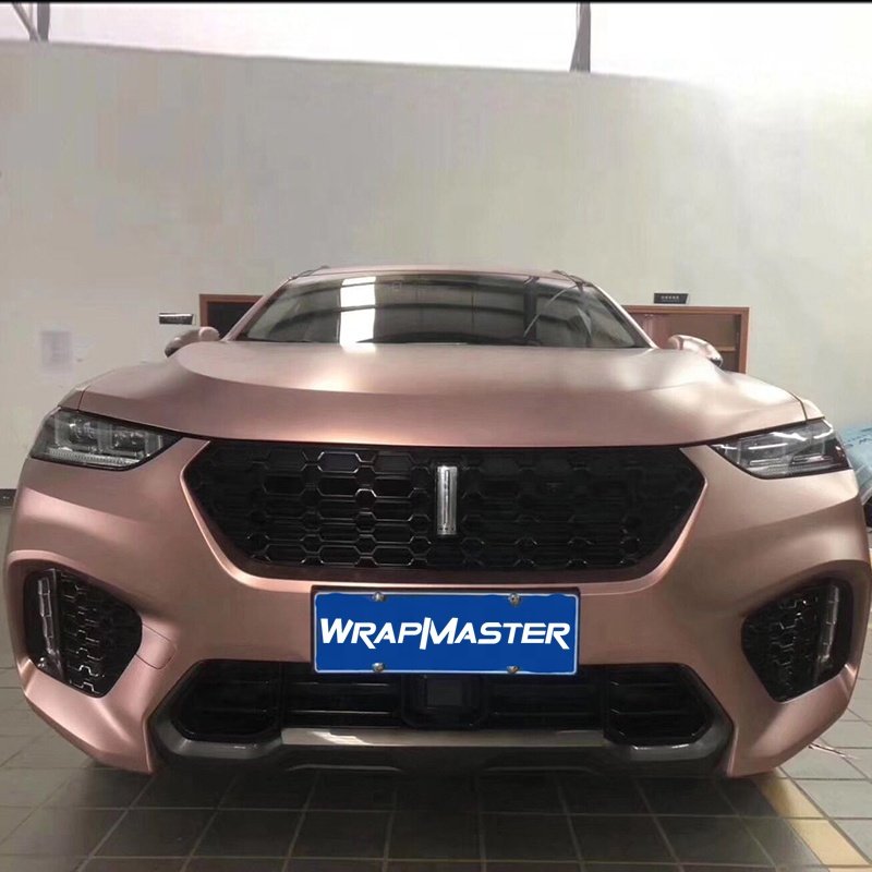 WRAPMASTER 1.52*17Meter Rose Gold Satin Metallic Automotive Vehicle Auto Vinyl Wrap For Car