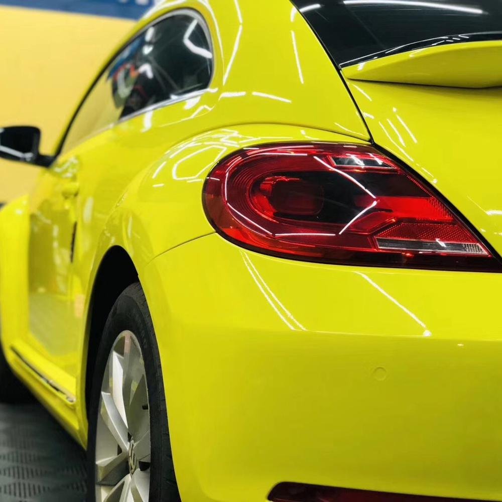 High Quality 1.52*18M Glossy Crystal Pvc Self-adhesive Lemon Yellow Color Car Wrapping Car Vinyl Wrap Film