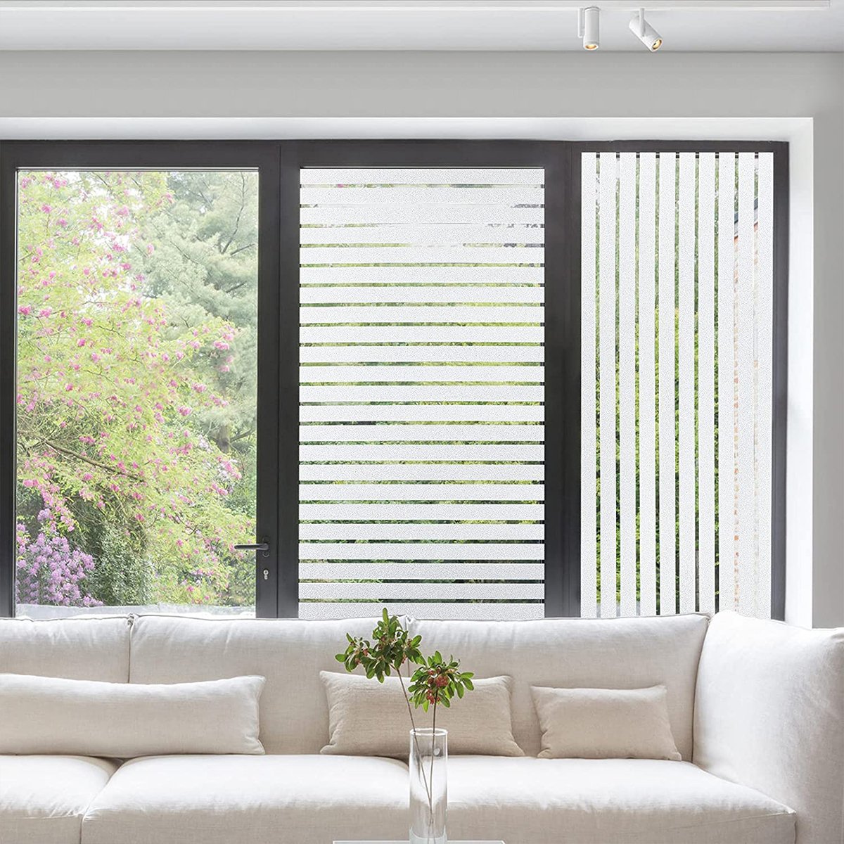 Self adhesive detachable electrostatic adsorption frosted striped window renovation privacy film, household glass film