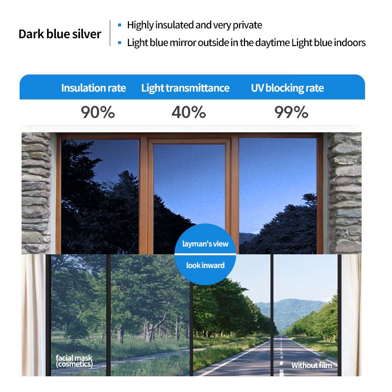 PET material solar reflective mirror facial mask commercial decorative film privacy protection solar window film