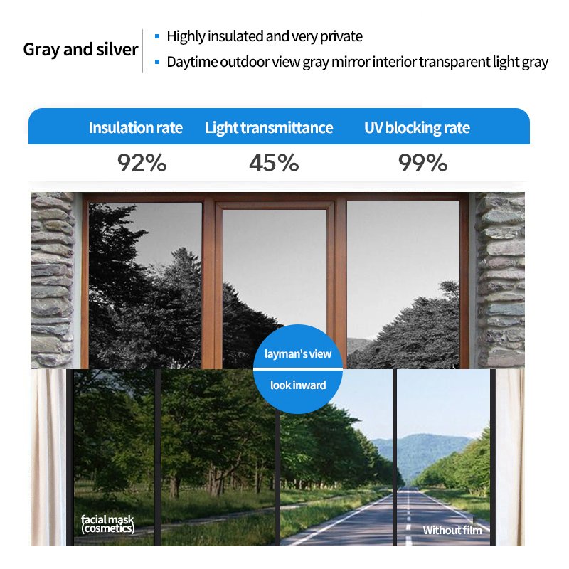 PET material solar reflective mirror facial mask commercial decorative film privacy protection solar window film