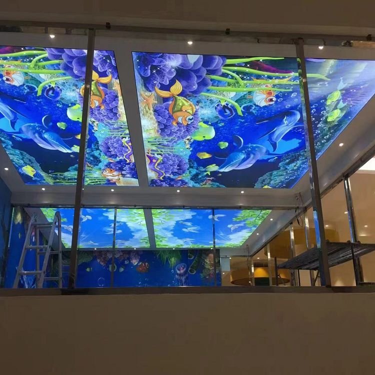 Swimming pool decor Sky design PVC stretch ceiling film max width 5 meter UV digital printed weld with PVC harpoon kit spatula