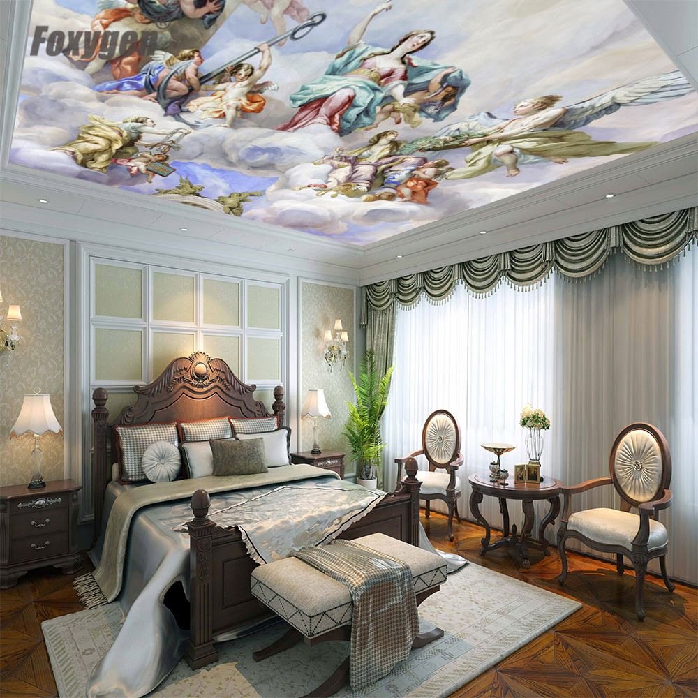 pvc stretch ceiling film in China digital printing Church art ceiling designs price home decoration