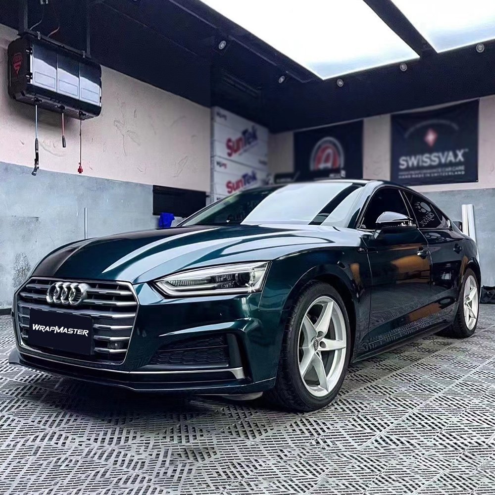 Wrapmaster PVC Self Adhesive Car Wrapping film Super Glossy Metallic Midnight Green Vinyl Wrap Car Body Film