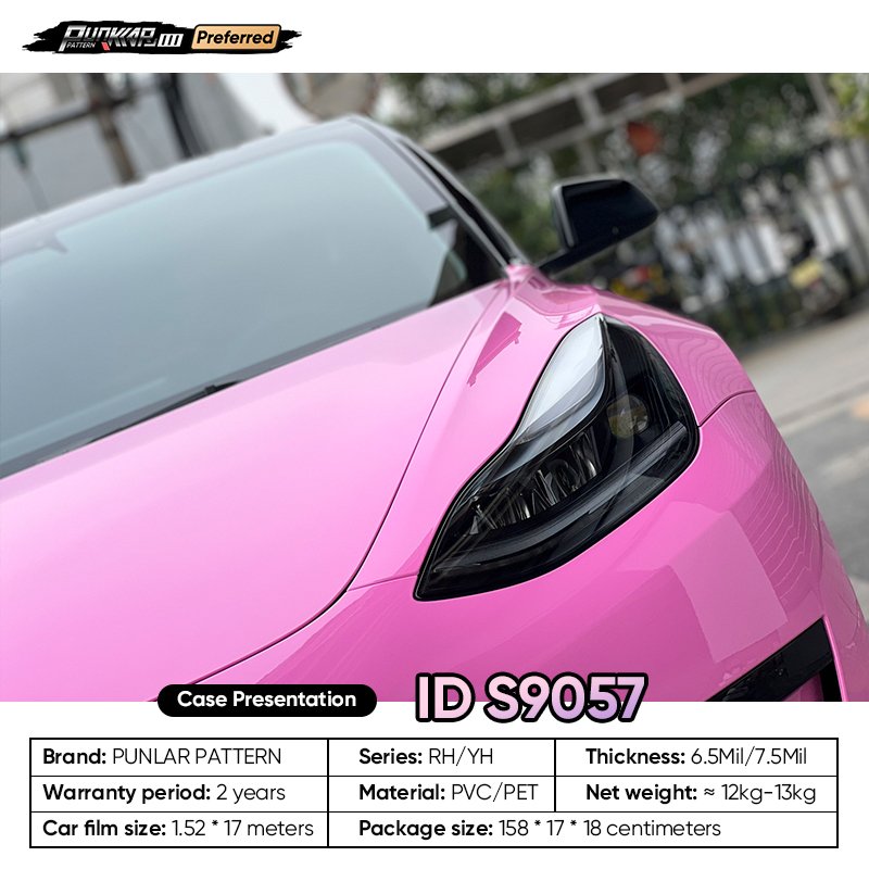 Customizable OEM Pink PET Vinyl Film High-Gloss PVC Film 1.52 Cm Wide Waterproof Color-Changing Film