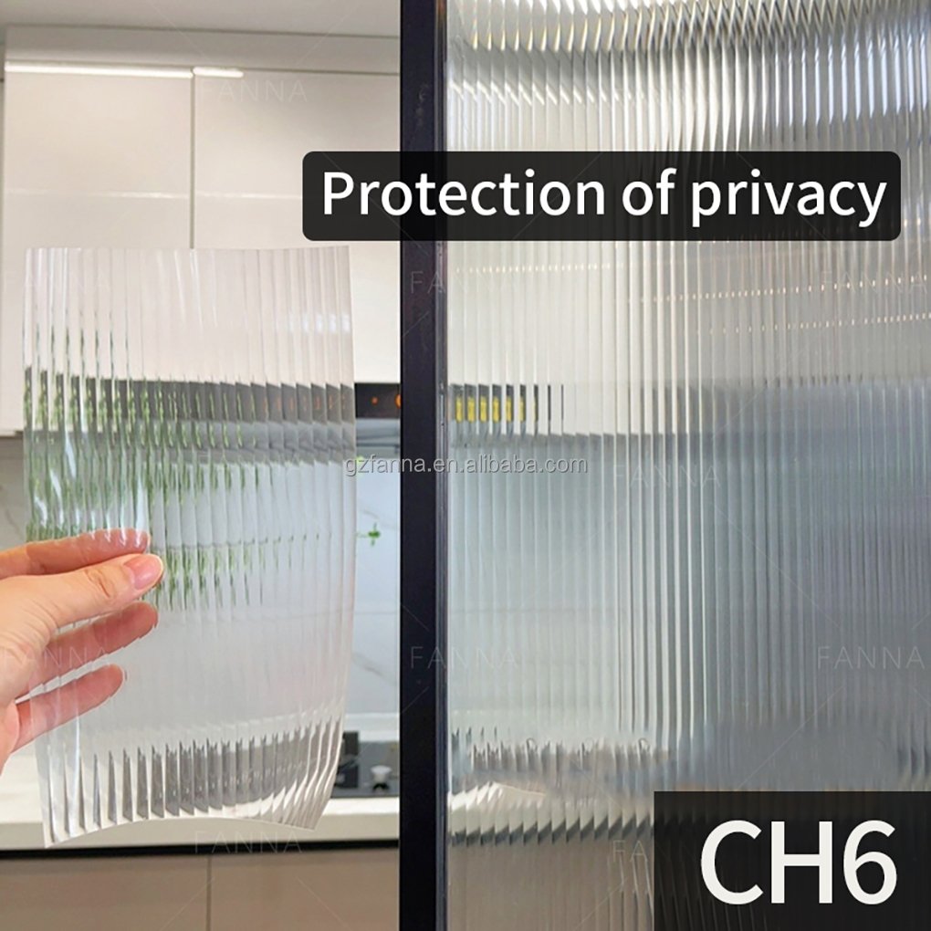 PET Reeded Window Glass Film Foil Privacy Transparent Window Door Glass Decoration Film Foil for Buildings