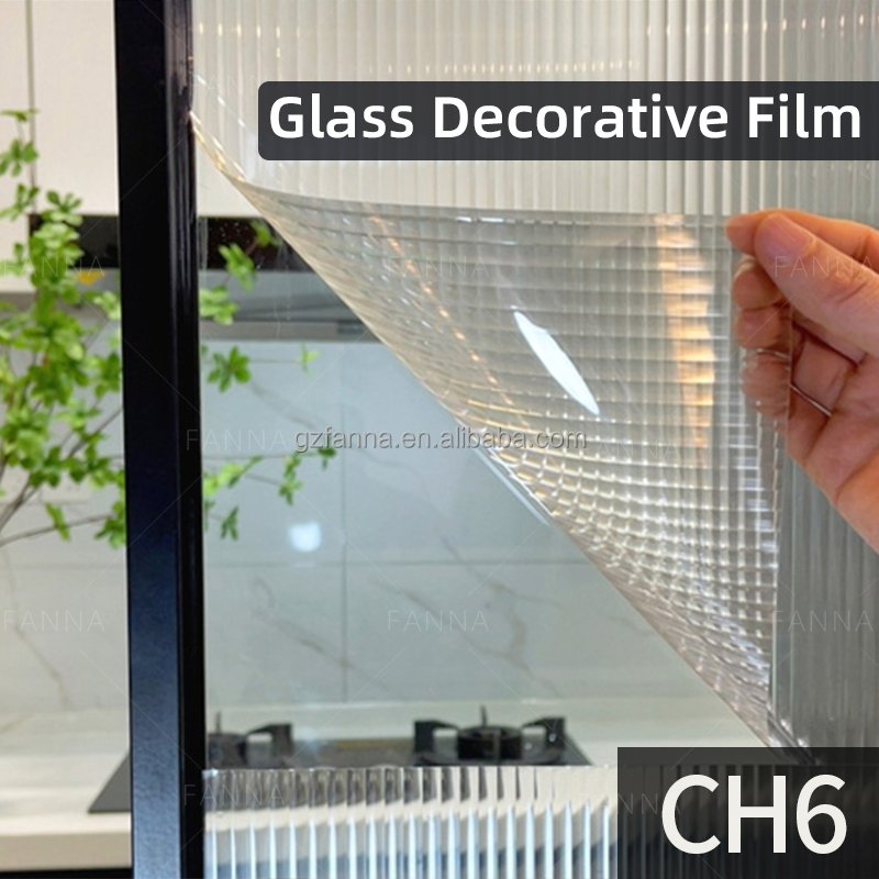 PET Reeded Window Glass Film Foil Privacy Transparent Window Door Glass Decoration Film Foil for Buildings