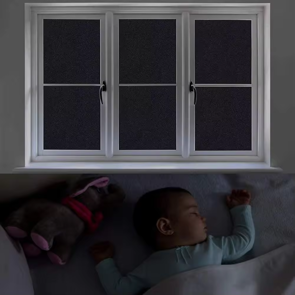 self-adhesive 100% Light Blocking Window Film Total Blackout Window Sticker Privacy Film 100% UV rejection Window Tint Film