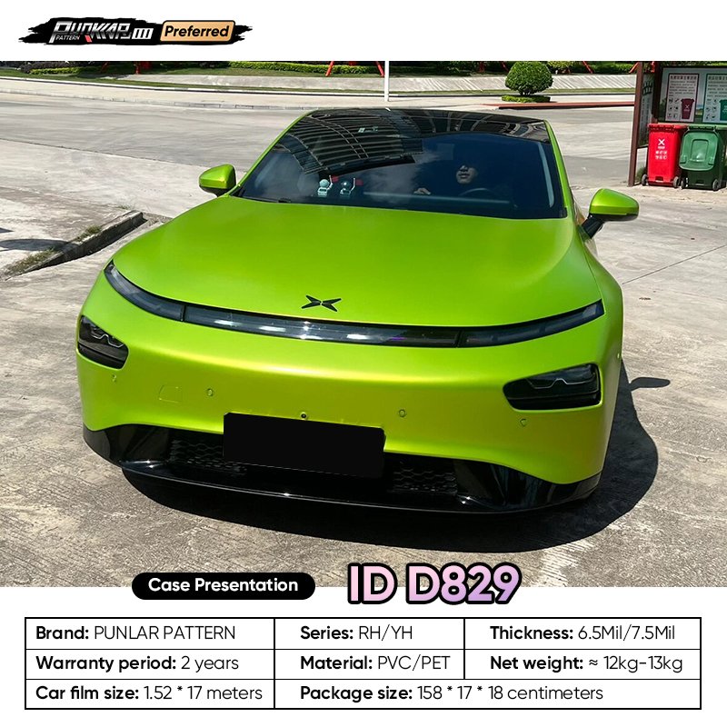 Matte metallic luster Green Car Wrap Vinyl PET High-Gloss PVC Film 1.52CM Width Car Stickers Waterproof Color-Changing Film