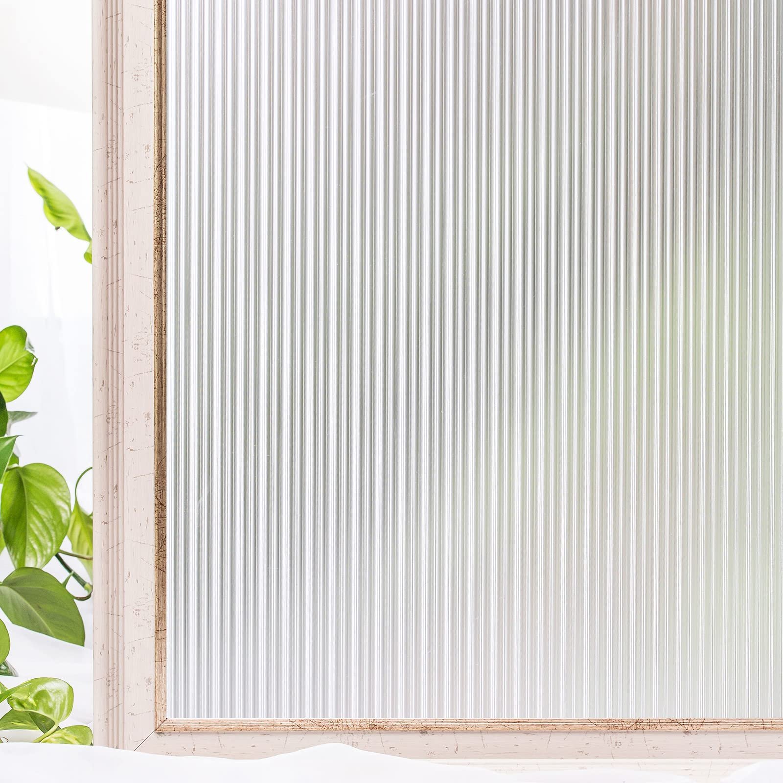 3D Static Reeded Decorative Film Self-Adhesive Frosted Glass Window Film for Home Office with Heat Insulation Function Wide Use