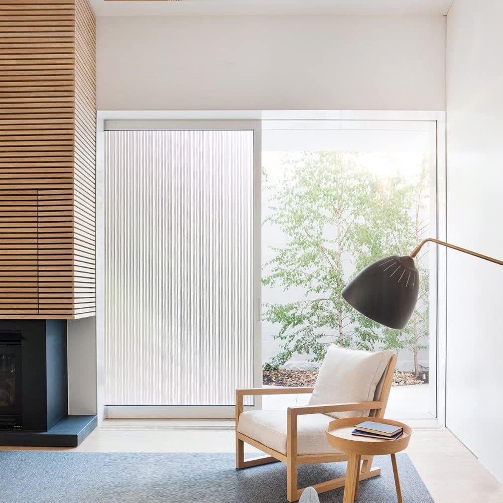 3D Static Reeded Decorative Film Self-Adhesive Frosted Glass Window Film for Home Office with Heat Insulation Function Wide Use