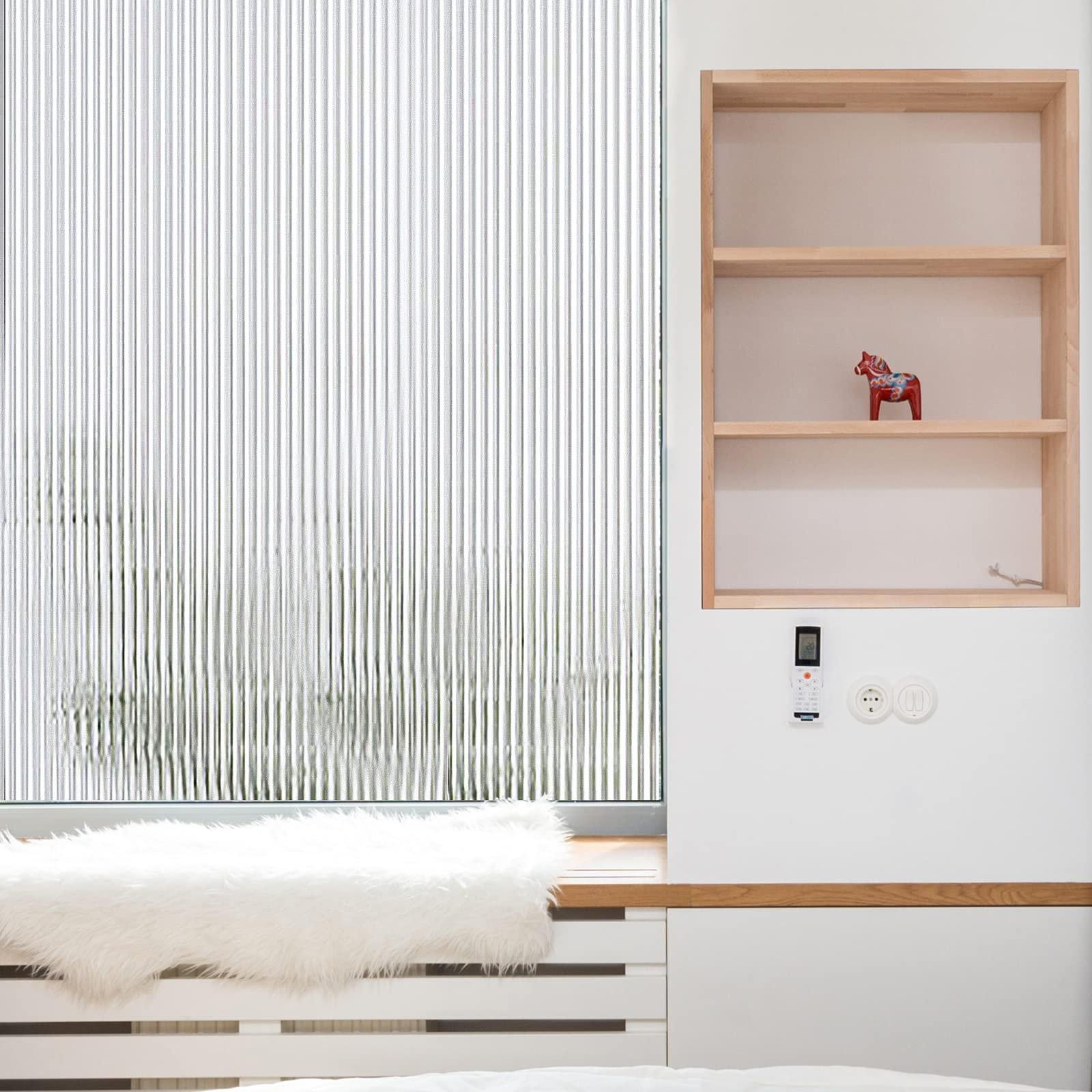 3D Static Reeded Decorative Film Self-Adhesive Frosted Glass Window Film for Home Office with Heat Insulation Function Wide Use