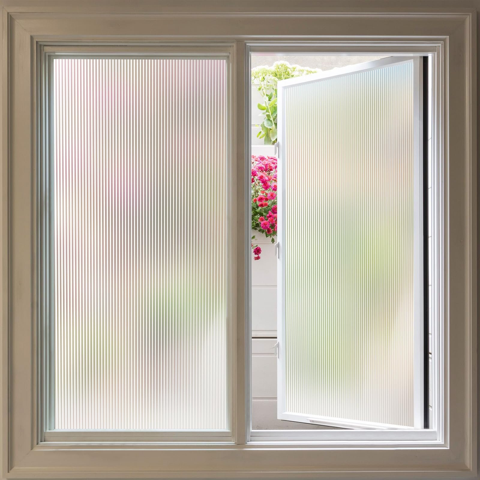 3D Static Reeded Decorative Film Self-Adhesive Frosted Glass Window Film for Home Office with Heat Insulation Function Wide Use