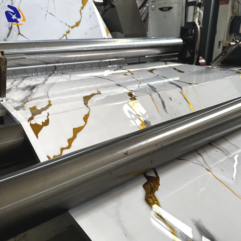 Continuous Non-Glue PVC Marble Sheet New Design Decorative UV Wall Panel for Interior ABC Furniture Films