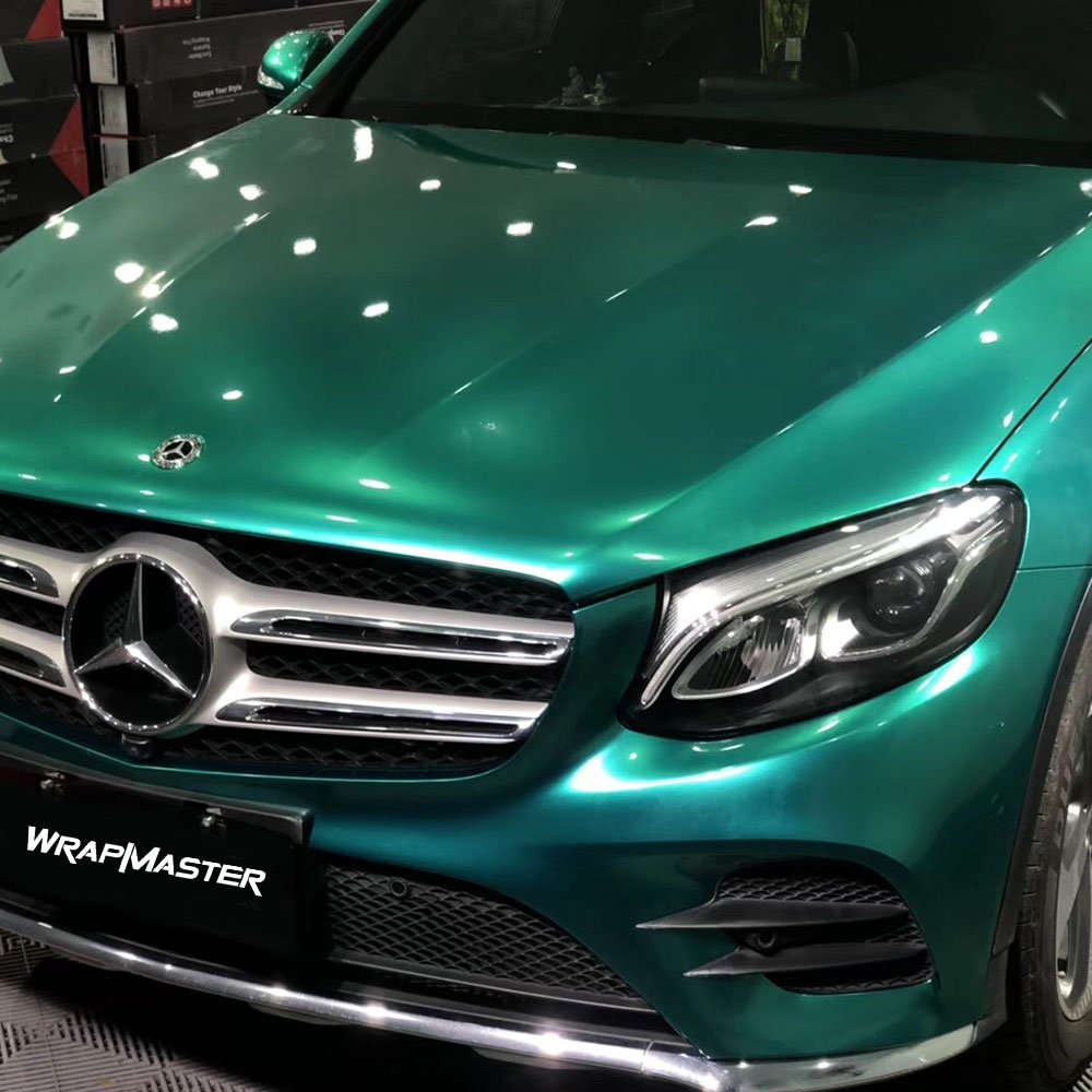 WRAPMASTER 1.52*18m PET Liner Super Glossy Metallic Emerald Green Vehicle Film Car Wrap Vinyl Car Paint Protection Film