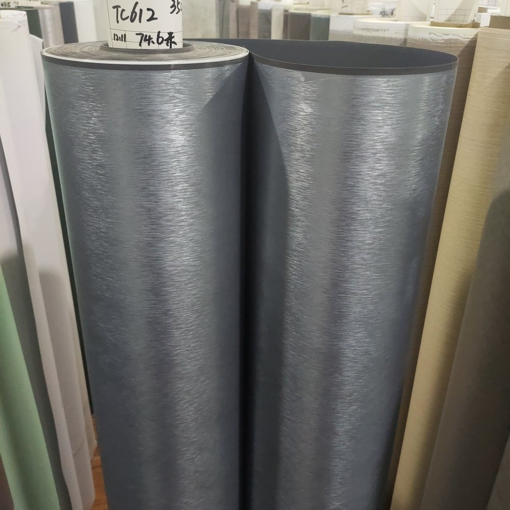 Silvery Metal wire-drawing Texture Furniture PVC Film Lamination Decorative Film pvc membrane foil