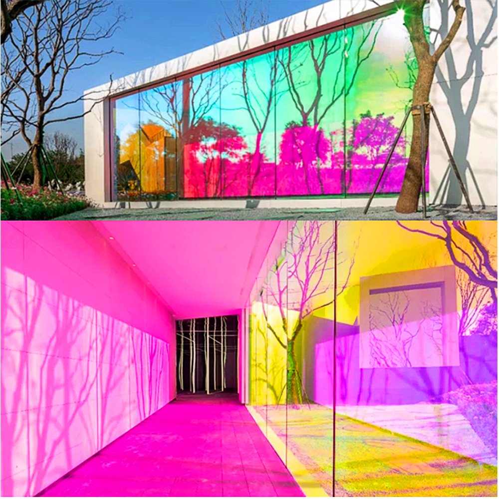Wholesale Custom Pet material Glass Door Stickers instant film rainbow privacy window glass film for home decoration