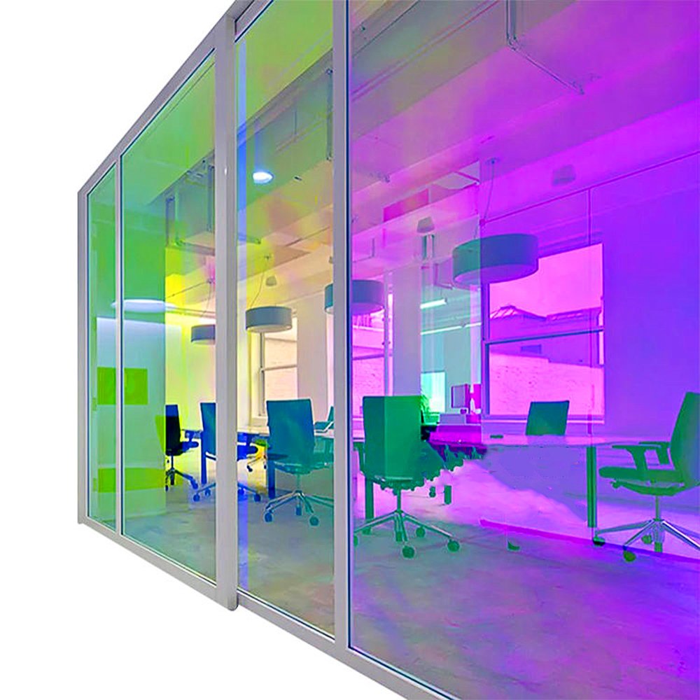 Wholesale Custom Pet material Glass Door Stickers instant film rainbow privacy window glass film for home decoration
