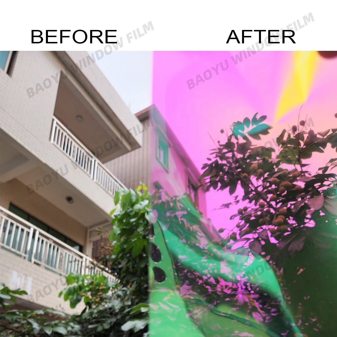 colorful home office glass color Block UV transparent film Dazzling red Decorative film