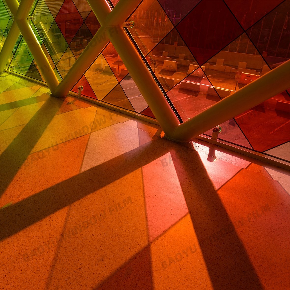 colorful home office glass color Block UV transparent film Dazzling red Decorative film
