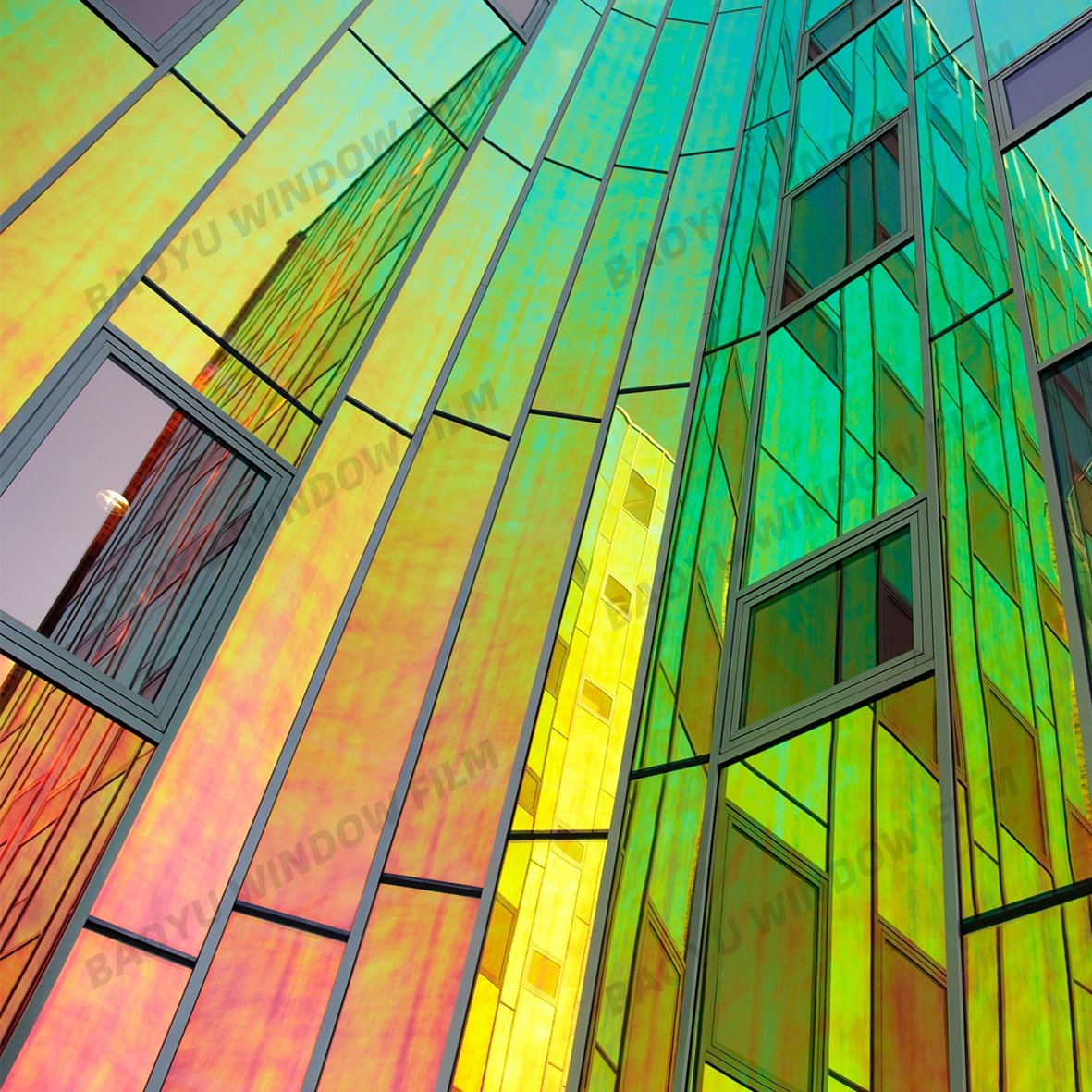 colorful home office glass color Block UV transparent film Dazzling red Decorative film