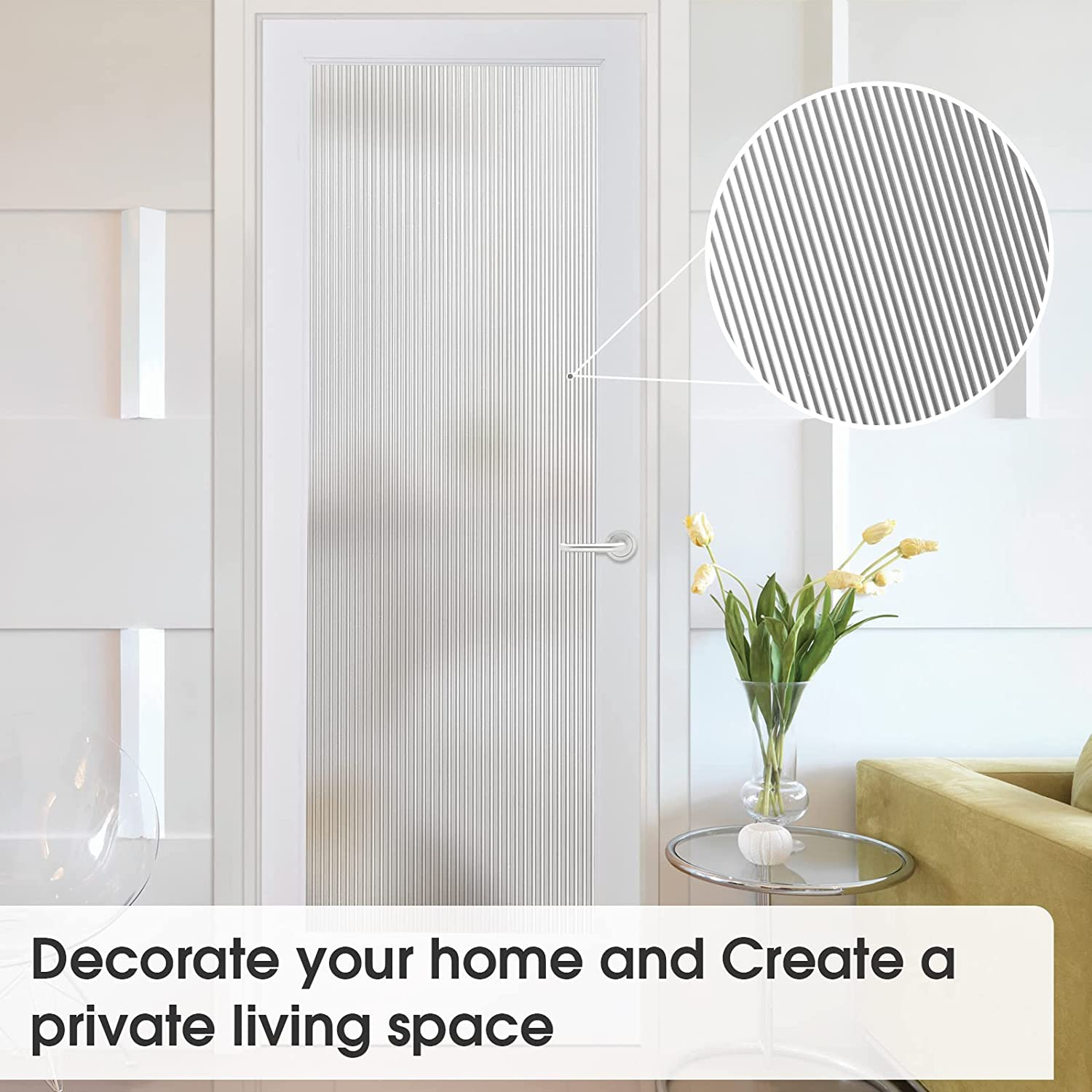 Static reeded decorative film privacy protection window film for glass no glue uv rejection widely use for home and office