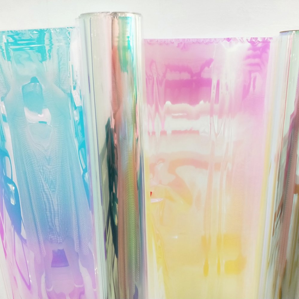 Rainbow Colour Stained Frosted Decorative Sticker Office Adhesive Furniture Colorful Pvc Embossing Tint 3D Glass Window Film