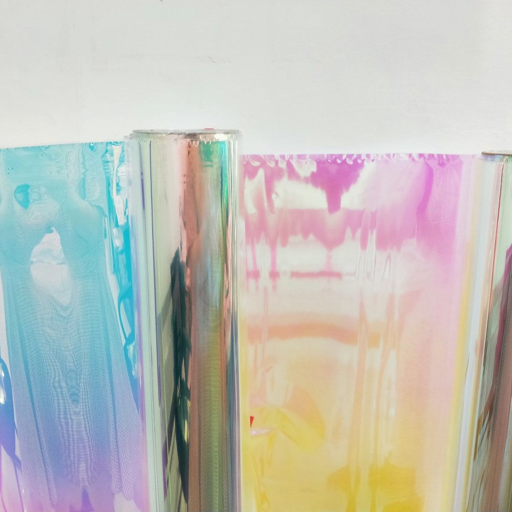 Rainbow Colour Stained Frosted Decorative Sticker Office Adhesive Furniture Colorful Pvc Embossing Tint 3D Glass Window Film