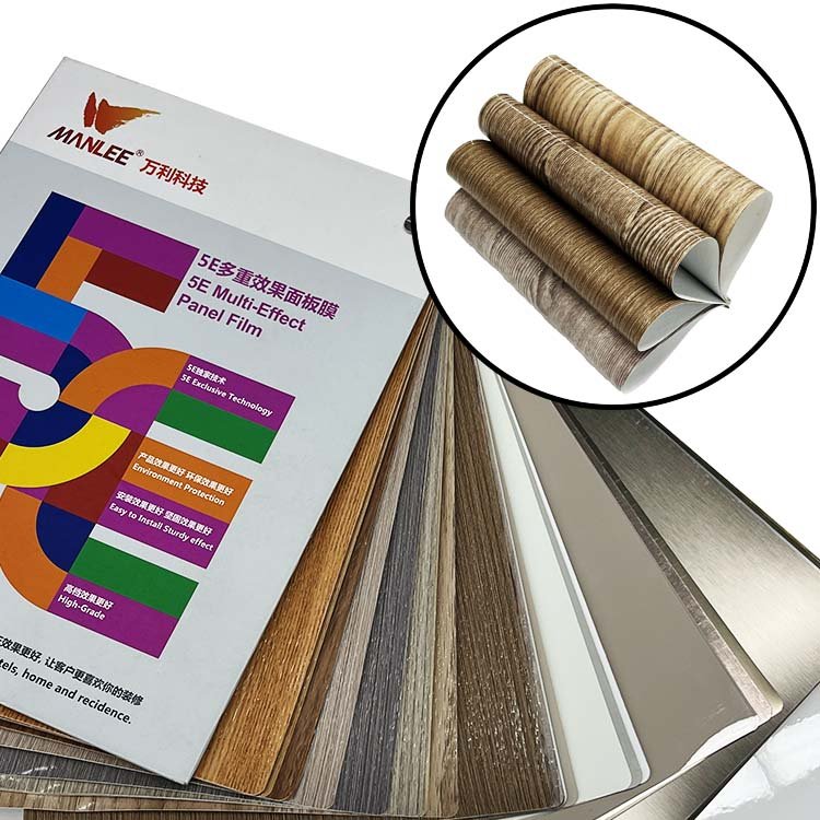 Sample customized Wood Grain matte embossed PETG furniture decorative film PETG plastic MDF lamination board sheet