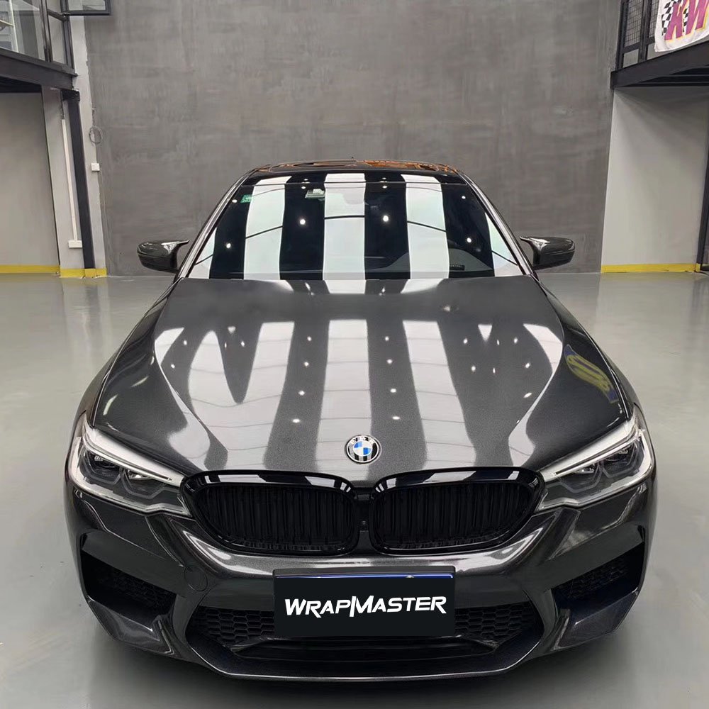 1.52x17M Wrapmaster Gloss Heavy Metal Graphite Black vinyl wrap Car Wrapping Film