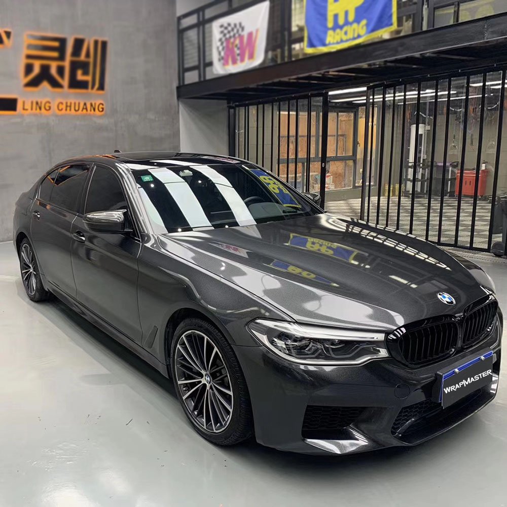 1.52x17M Wrapmaster Gloss Heavy Metal Graphite Black vinyl wrap Car Wrapping Film