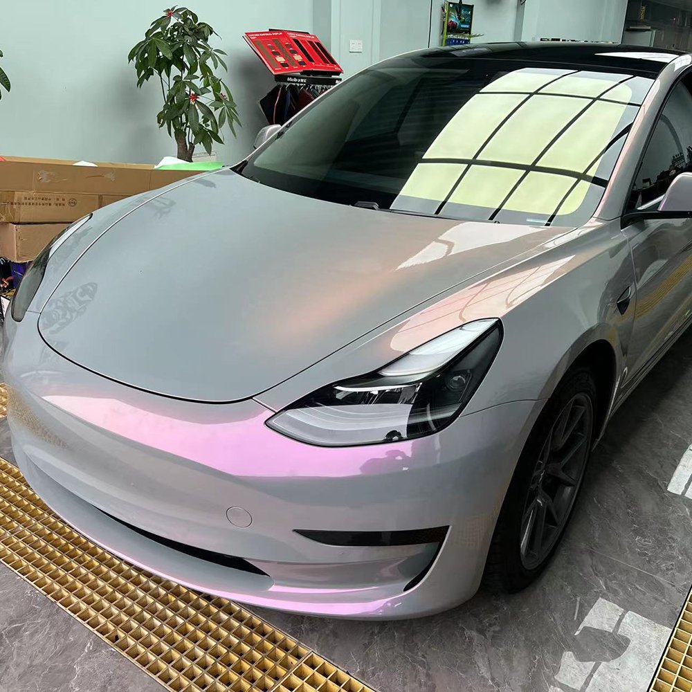 WRAPMASTER 5*59ft PET Liner Super Glossy Twin Color Volcano Grey Car Wrap Stickers Vinyl Car Wrap Automotive Vinyl