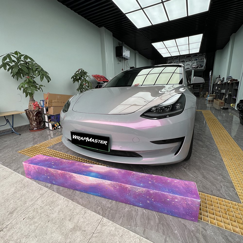 WRAPMASTER 5*59ft PET Liner Super Glossy Twin Color Volcano Grey Car Wrap Stickers Vinyl Car Wrap Automotive Vinyl