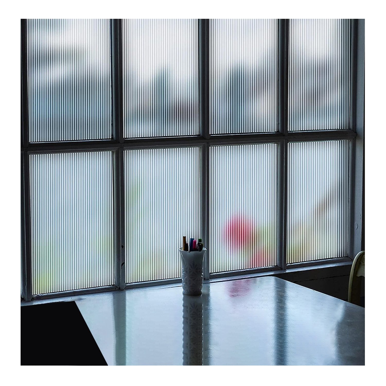 OEM ODM self adhesive PET Material sticker LF007CS Clear Frosted Safety Film Reeded decoration glass film privacy glass film