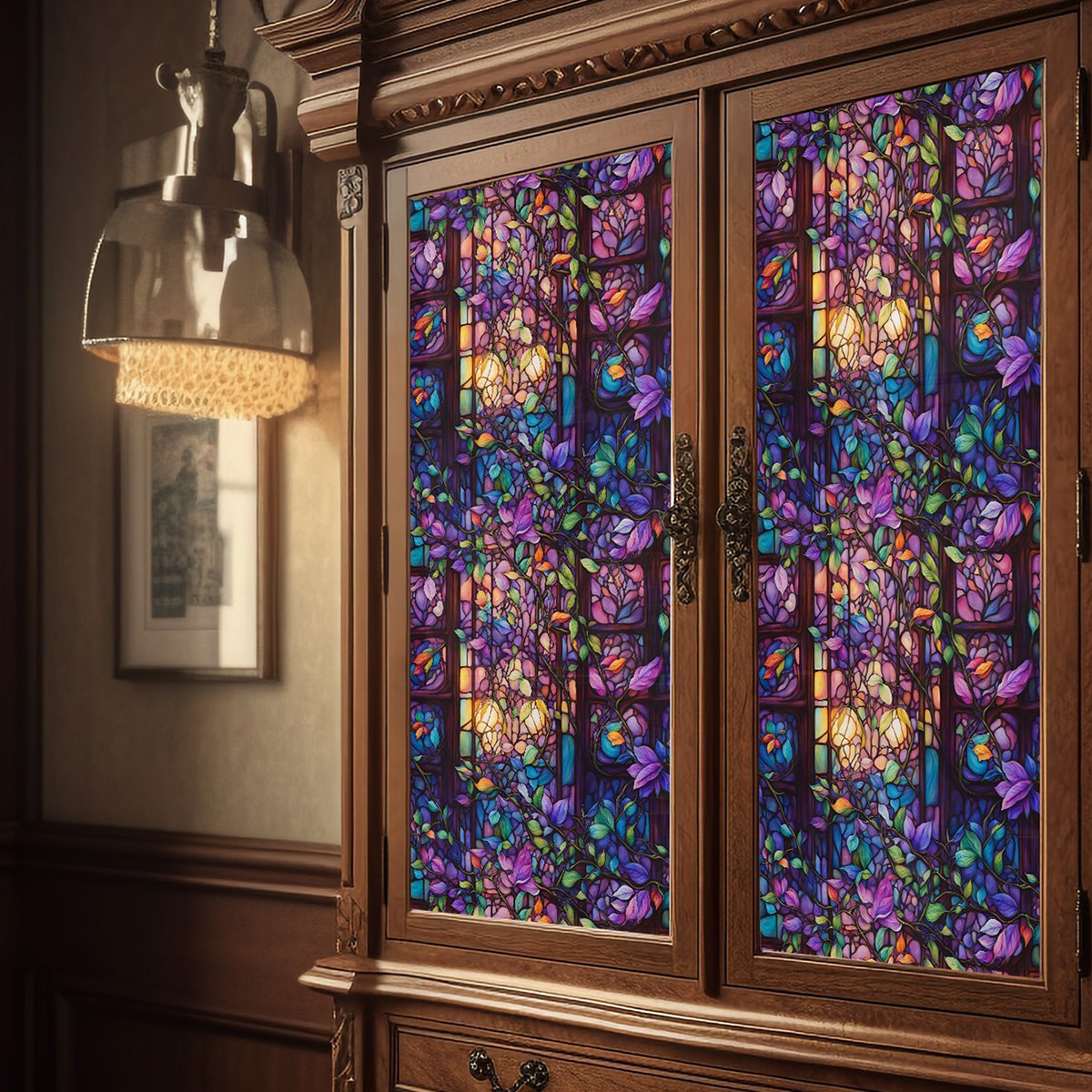 Colored Electrostatic Glass Sticker, No Glue-Stained Kitchen Bedroom Door Home Decor Decal Glass Window Privacy Film