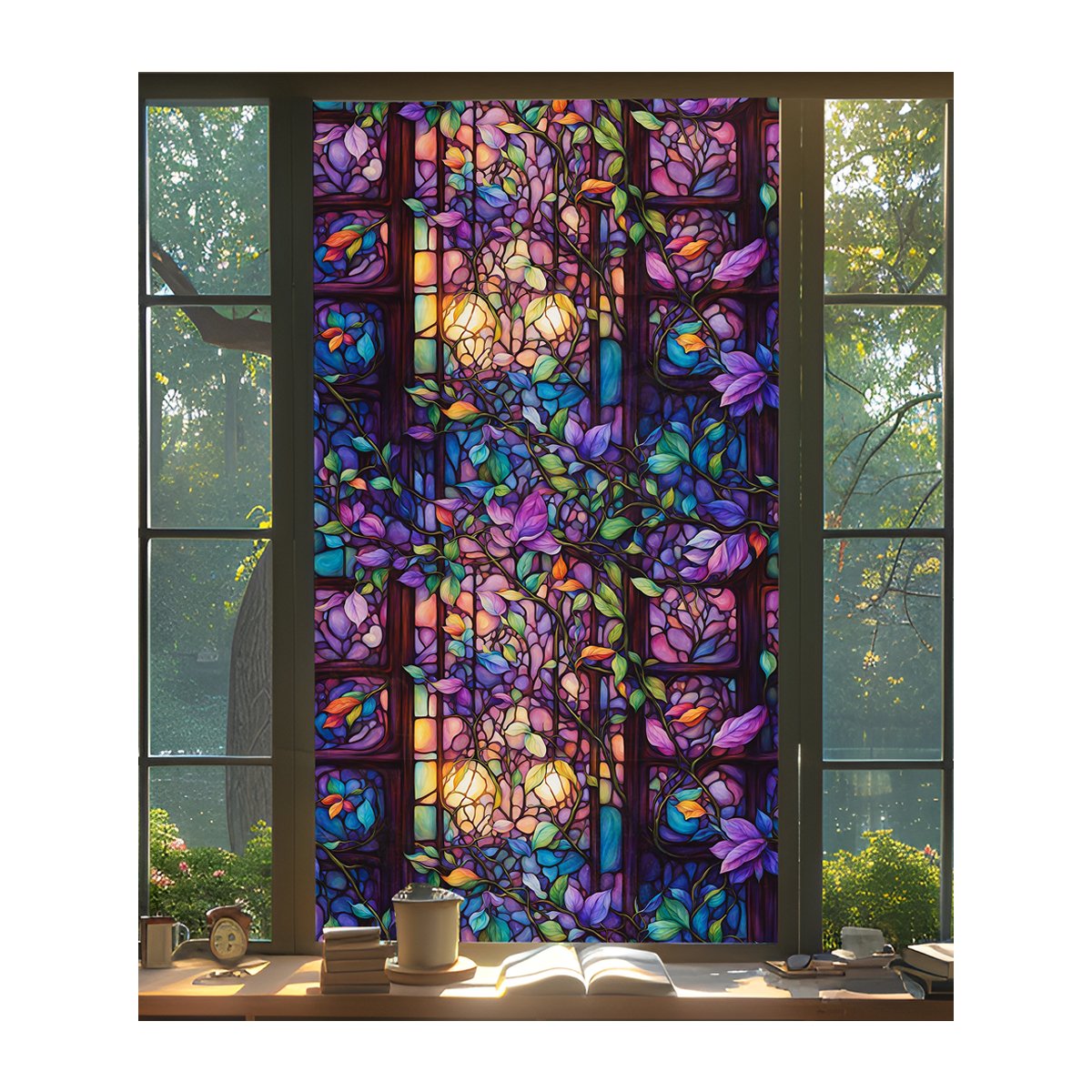 Colored Electrostatic Glass Sticker, No Glue-Stained Kitchen Bedroom Door Home Decor Decal Glass Window Privacy Film
