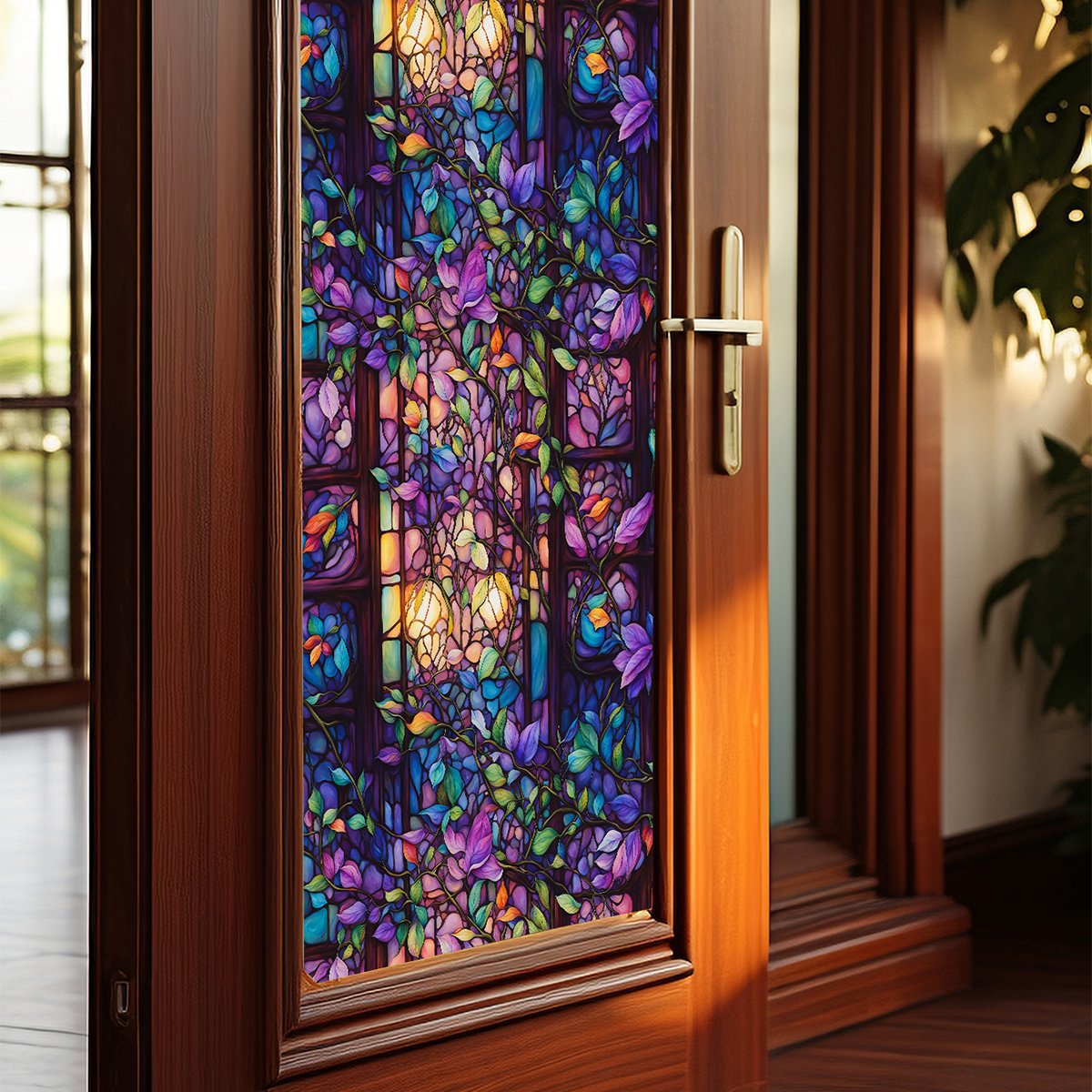 Colored Electrostatic Glass Sticker, No Glue-Stained Kitchen Bedroom Door Home Decor Decal Glass Window Privacy Film