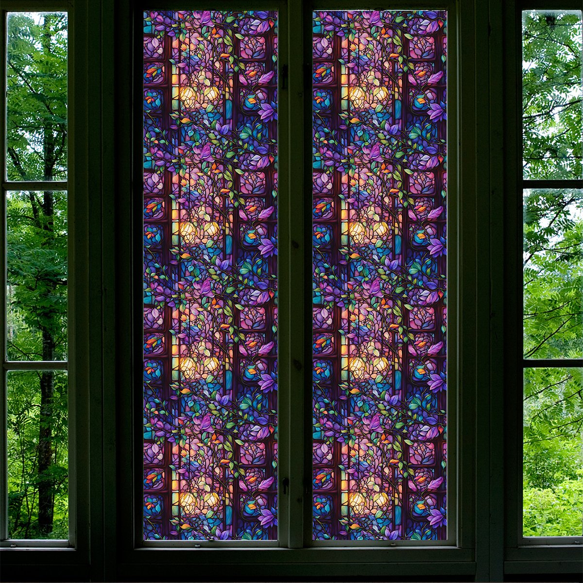 Colored Electrostatic Glass Sticker, No Glue-Stained Kitchen Bedroom Door Home Decor Decal Glass Window Privacy Film